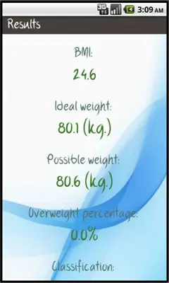 Calculate ideal weight (BMI) android App screenshot 1