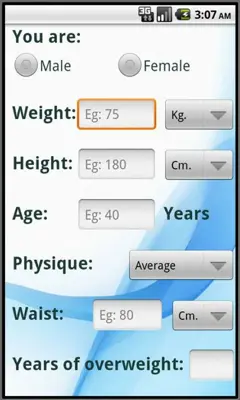 Calculate ideal weight (BMI) android App screenshot 2